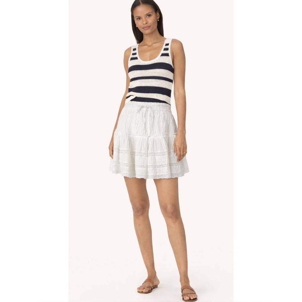 UNSUBSCRIBED | NWT Tiered Cotton and Lace Mini Skirt in White, Size Small
